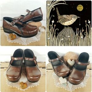 Hickory Dansko Pro Marcelle Mary Janes Clogs Straps Buckles Boho 39